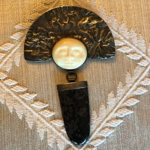 Vintage Lorraine Lenskold Pin -Sterling, Moon Face